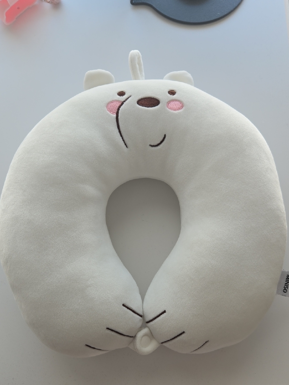 3/$8 Miniso We Bare Bears Plush White Bear Soft Travel Neck Pillow